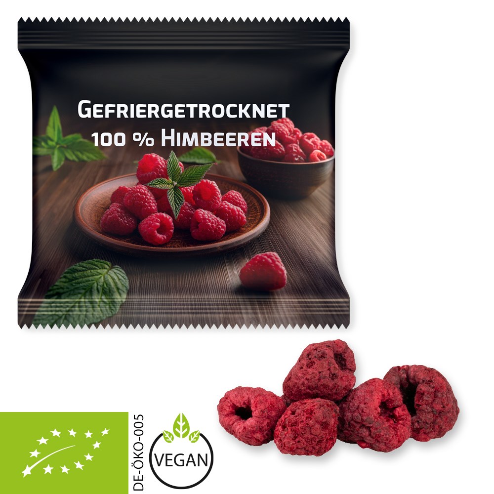 Bio Gefriergetrocknete Himbeeren, ca. 15g, Maxi-XL-Tüte